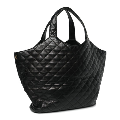 Saint Laurent Lambskin Quilted Maxi Icare Shopping Tote Black 4 of 10