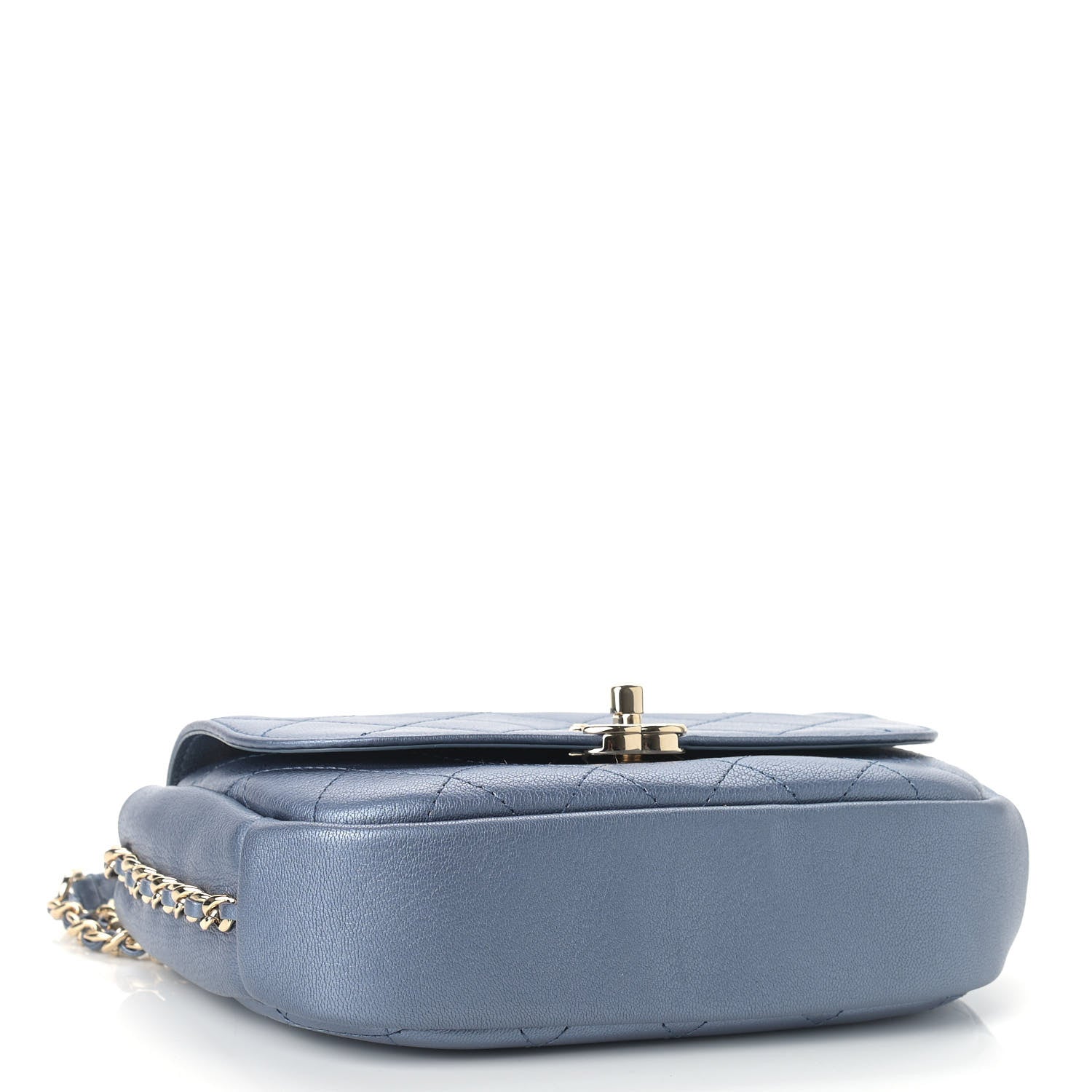 Chanel Metallic Goatskin Stitched Casual Trip Single Flap Blue 3 of 8