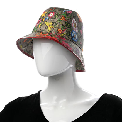 Gucci GG Supreme Monogram Flora Fedora Hat M Red 2 of 10