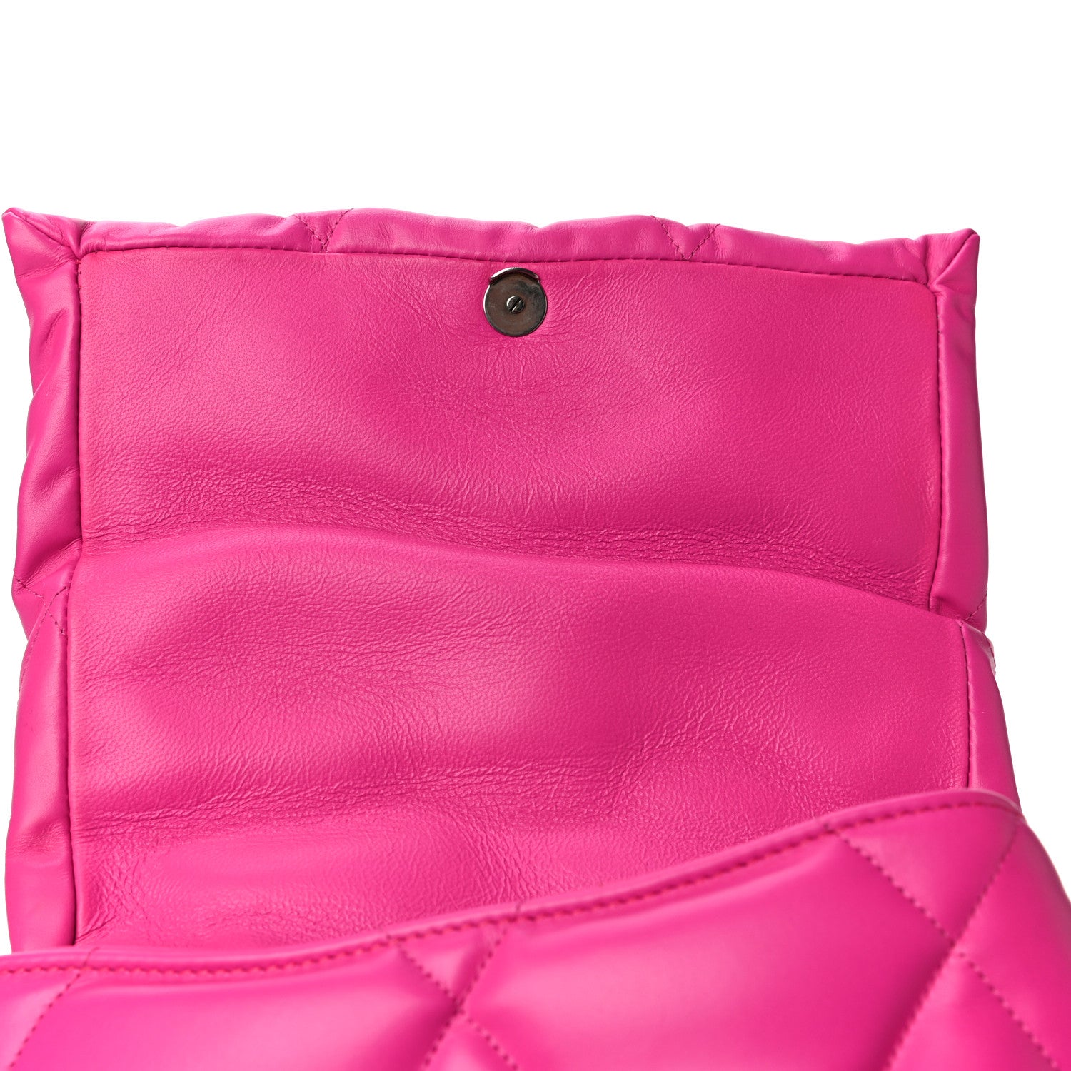 Balenciaga Nappa Calfskin Quilted Touch B Puffy Clutch Fuchsia 11 of 15