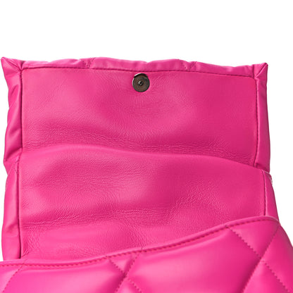 Balenciaga Nappa Calfskin Quilted Touch B Puffy Clutch Fuchsia 11 of 15