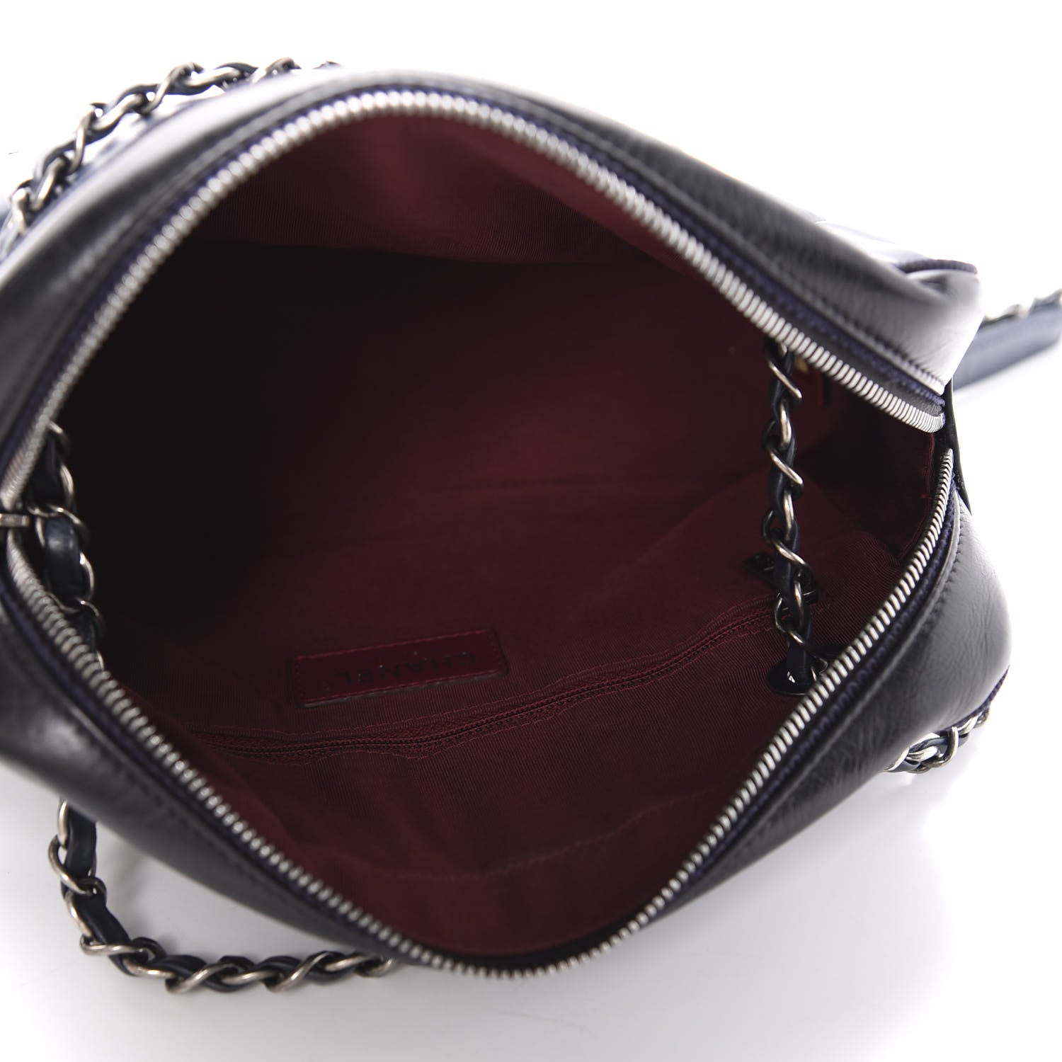 Chanel Lambskin Quilted Small Diamond CC Camera Case Blue Black 5 of 11