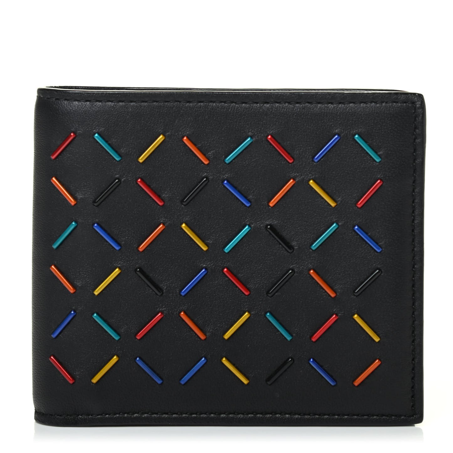 Nappa Embellished Bi-Fold Wallet Black Multicolor