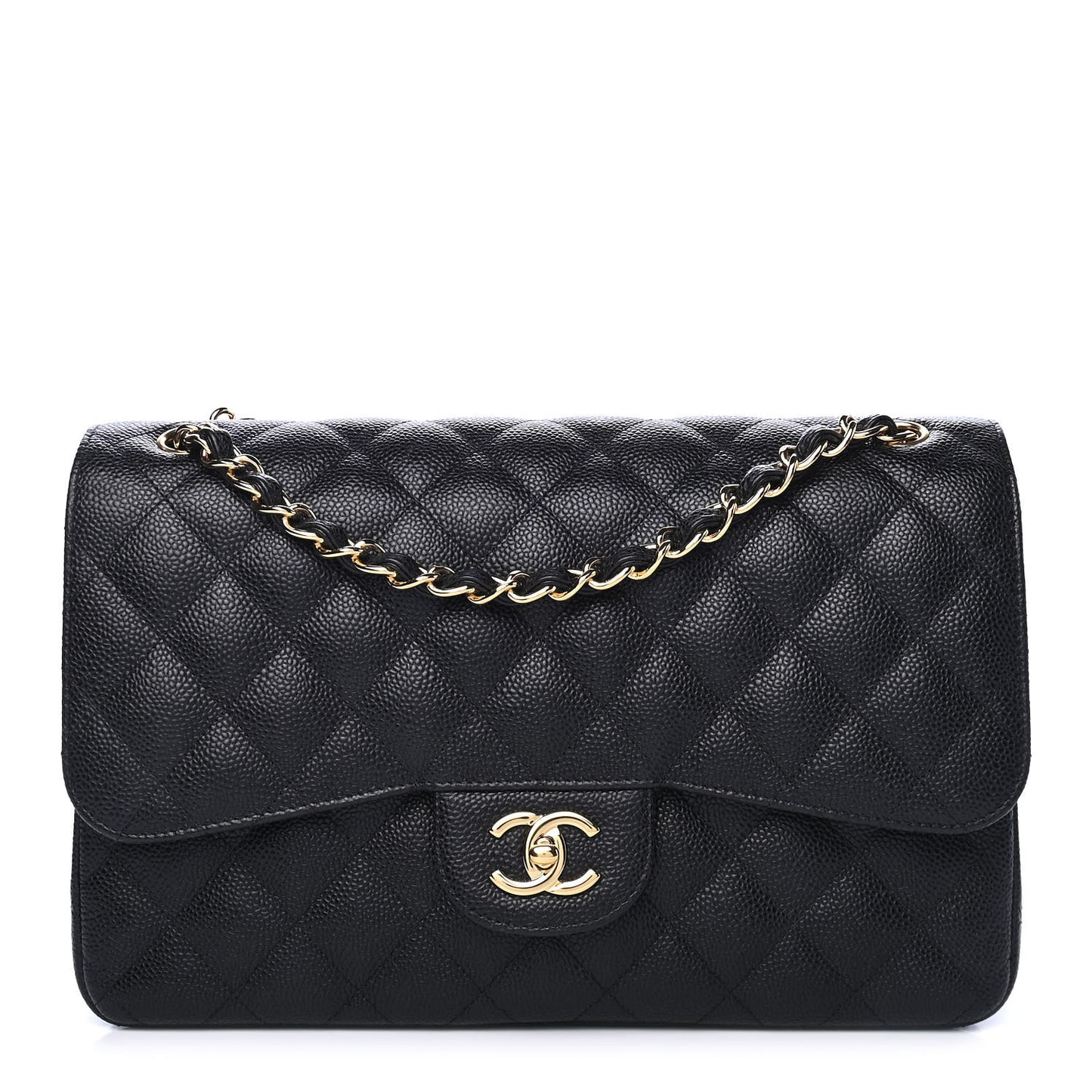 Caviar Quilted Jumbo Double Flap Black