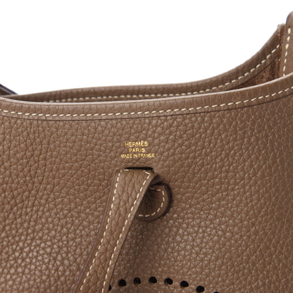 Hermes Taurillon Clemence Amazone Evelyne TPM Etoupe Bleu Indigo 8 of 9