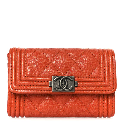 Chanel Caviar Quilted Boy Flap Card Holder Orange 1 of 10