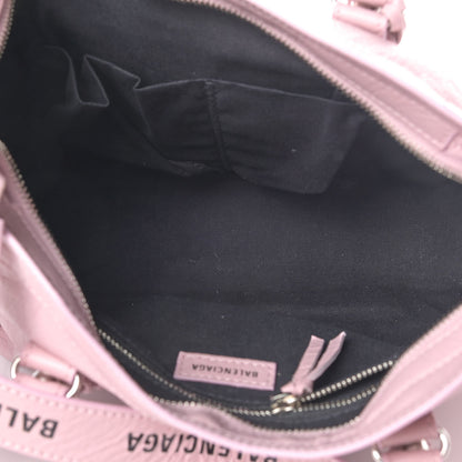 Balenciaga Agneau Classic Silver Hardware S City Logo Strap Pale Rose Black 4 of 4