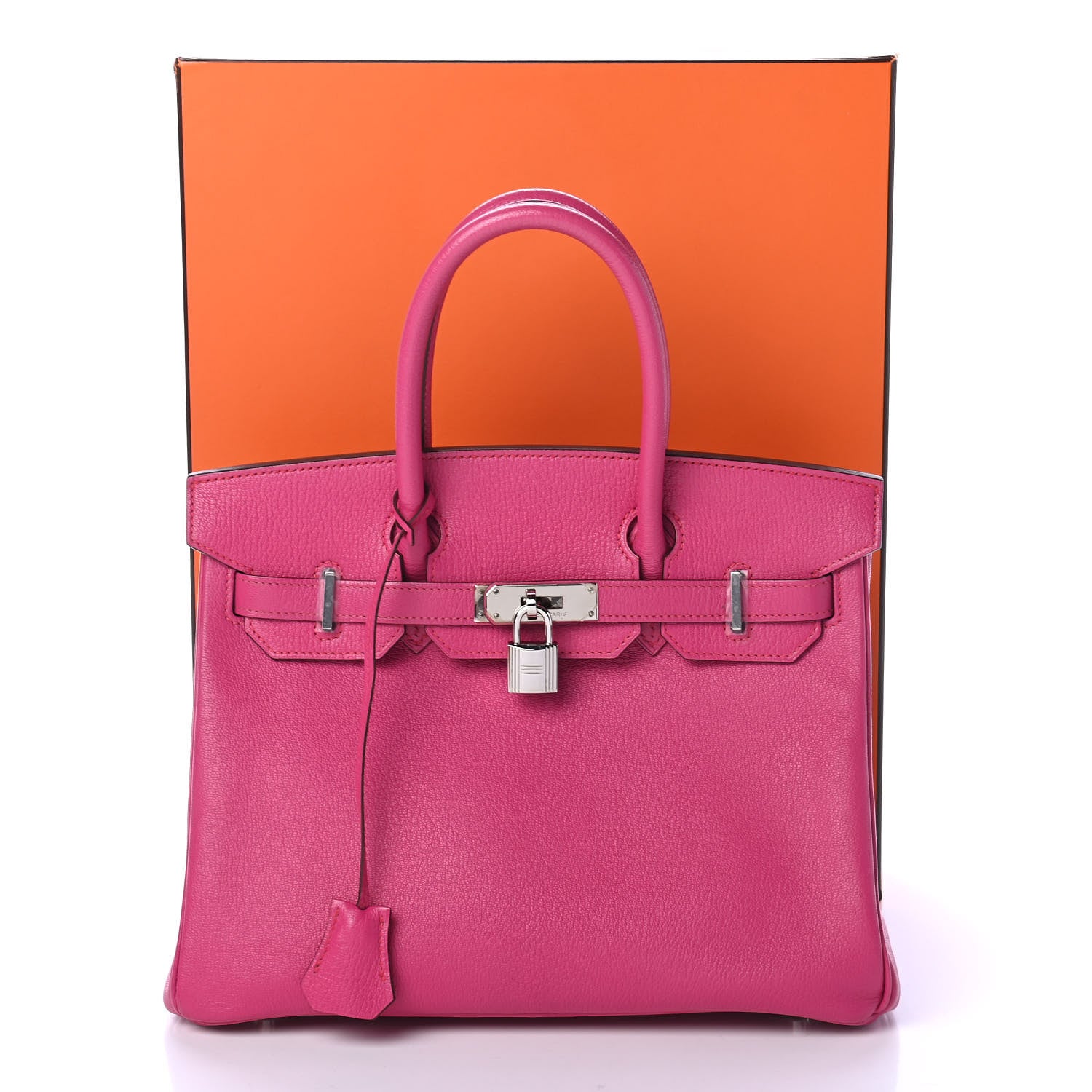 Hermes Chevre Mysore Horseshoe Birkin 30 Rose Shocking 10 of 10