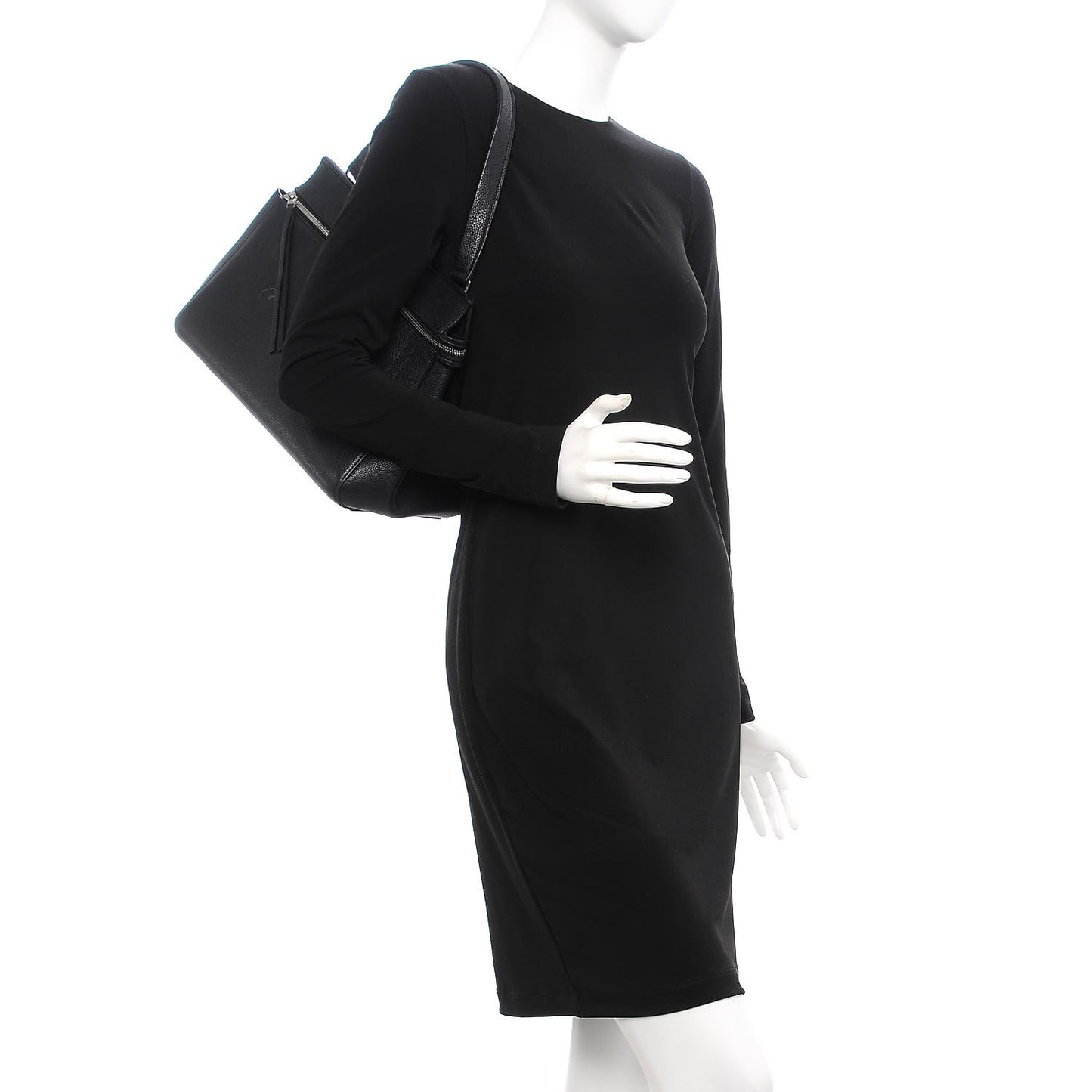 Drummed Calfskin Small Edge Shoulder Bag Black