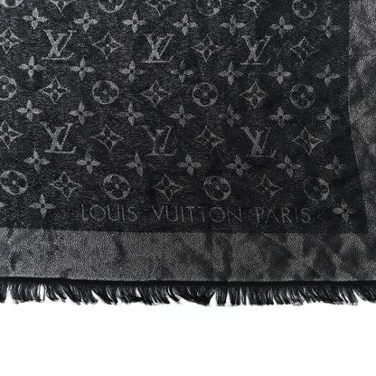 Louis Vuitton Silk Lurex Wool Monogram Shine Shawl Black 2 of 5