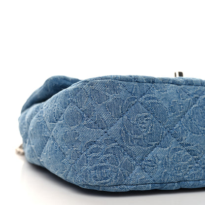Chanel Denim Quilted Medium Camellia Sweetheart Flap Blue 9 of 11