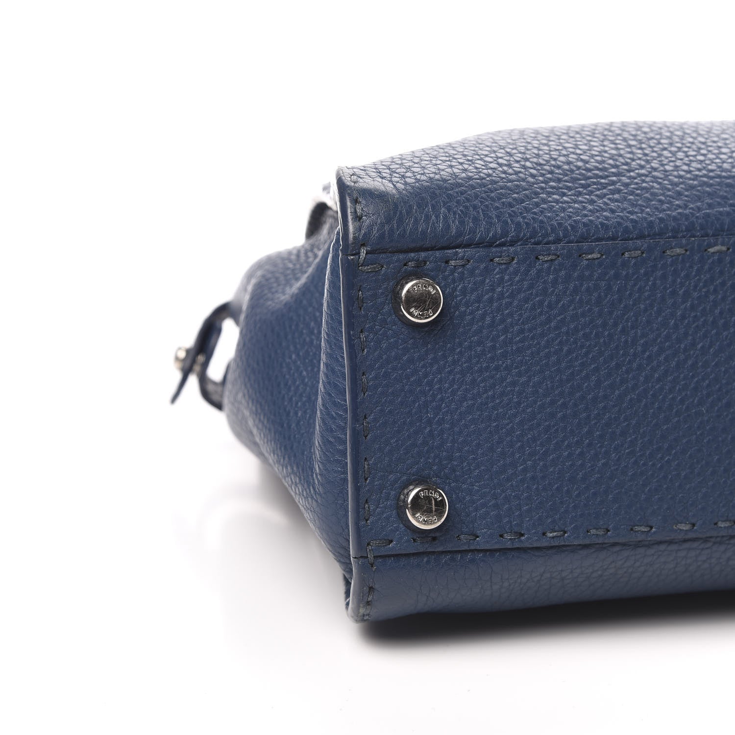 Fendi Cuoio Romano Selleria Bi-Color Medium Peekaboo Iconic Satchel Blue Latte 9 of 11