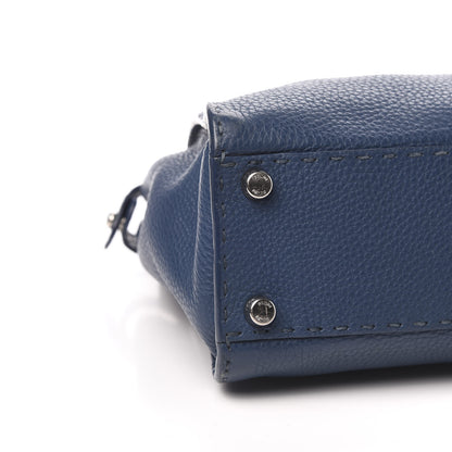 Fendi Cuoio Romano Selleria Bi-Color Medium Peekaboo Iconic Satchel Blue Latte 9 of 11
