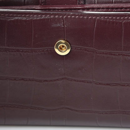 Alexander McQueen Silky Calfskin Crocodile Embossed Skull Continental Wallet Bordeaux 10 of 10