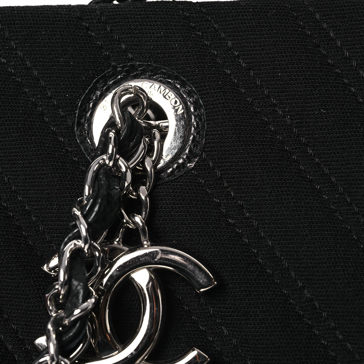 Chanel Canvas Caviar Chevron Shopper Tote Black 14 of 18