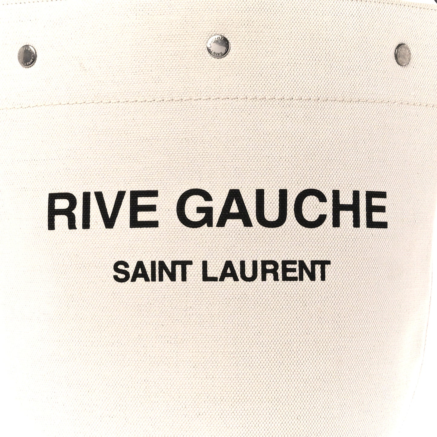 Linen Calfskin Rive Gauche Bucket Bag Greggio Natural