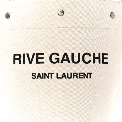 Saint Laurent Linen Calfskin Rive Gauche Bucket Bag Greggio Natural 12 of 15