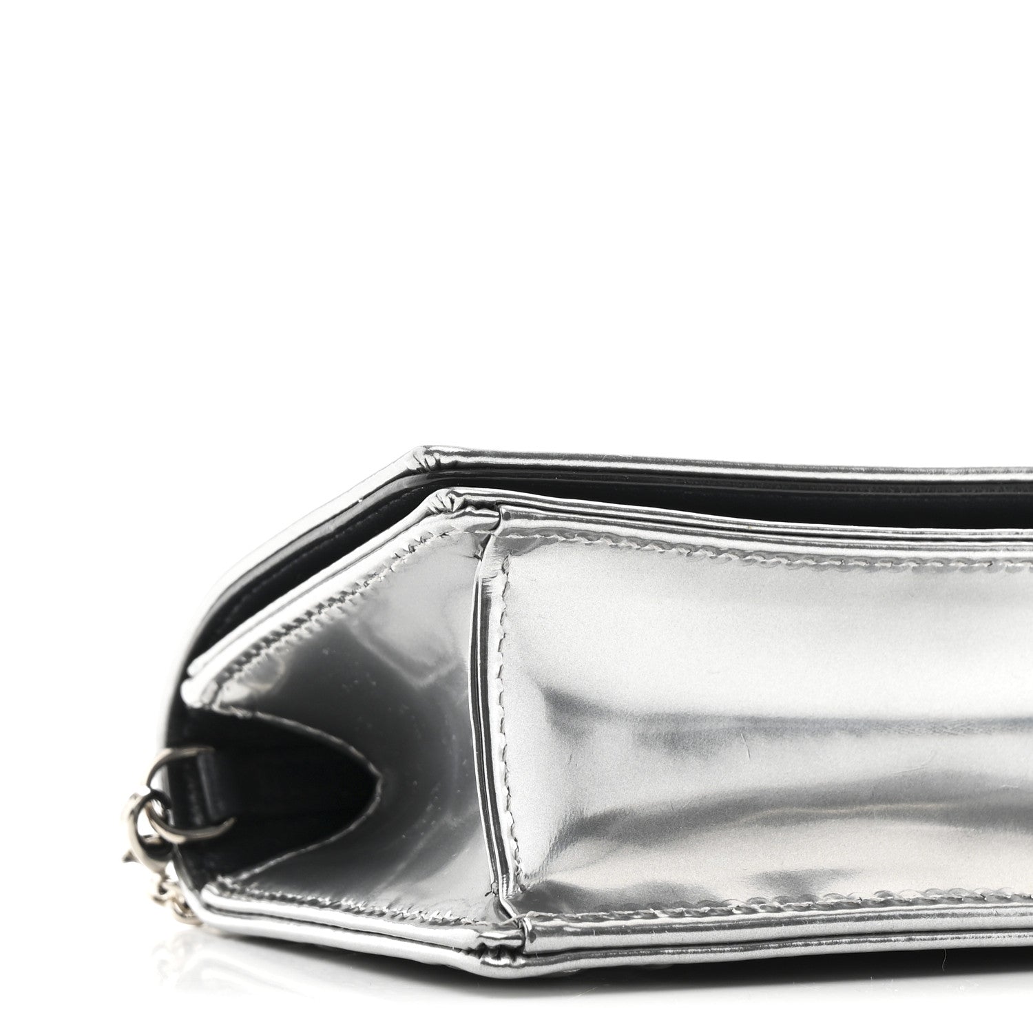 Christian Dior Metallic Patent Micro-Cannage Baby Diorama Flap Bag Silver 9 of 10