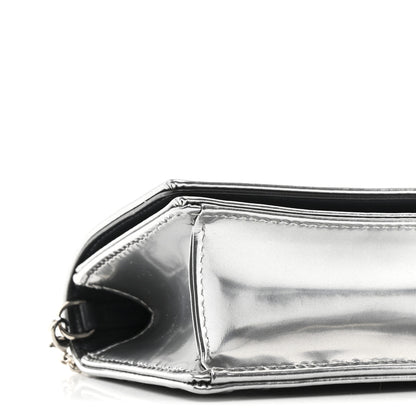Christian Dior Metallic Patent Micro-Cannage Baby Diorama Flap Bag Silver 9 of 10