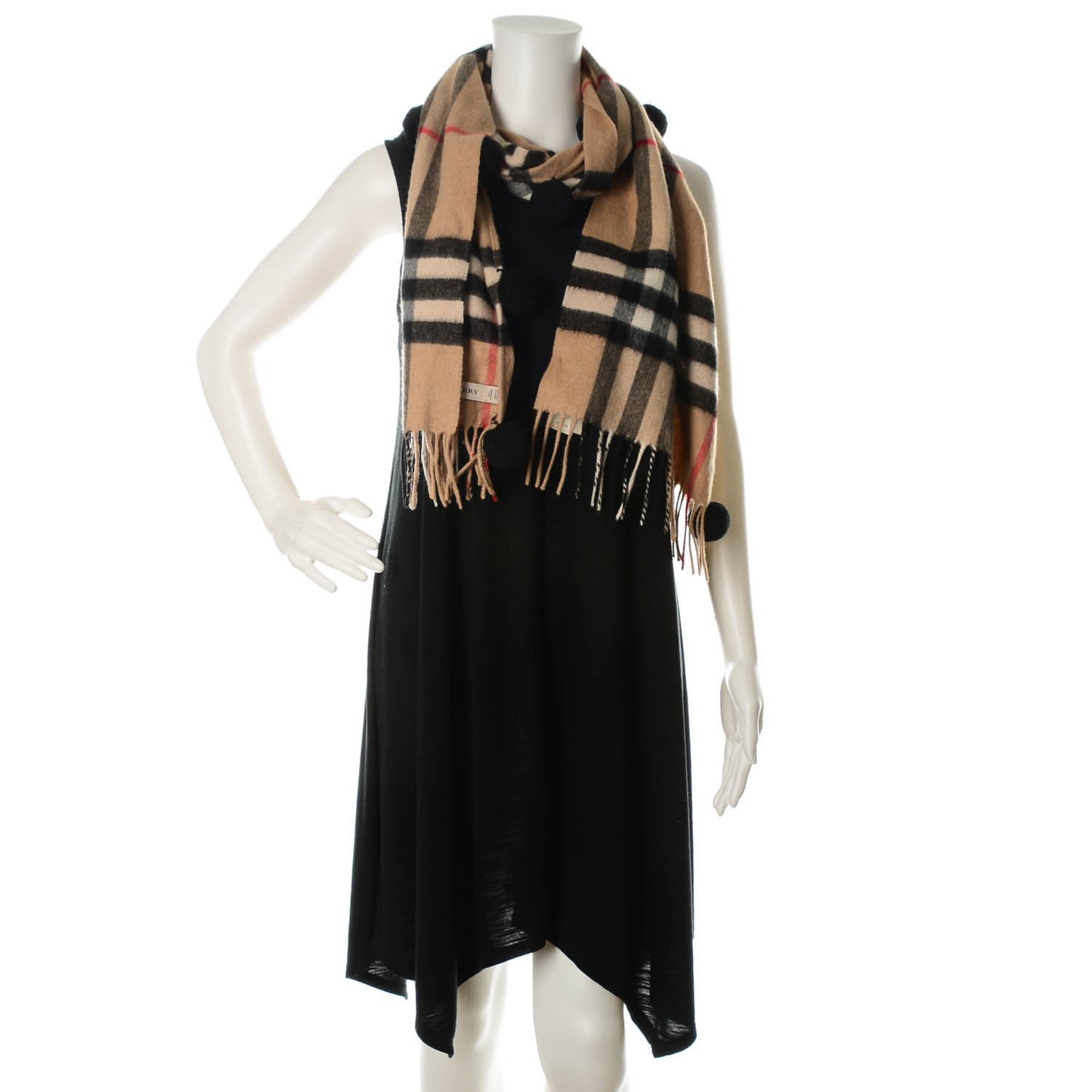 Cashmere House Check Pom Pom Scarf