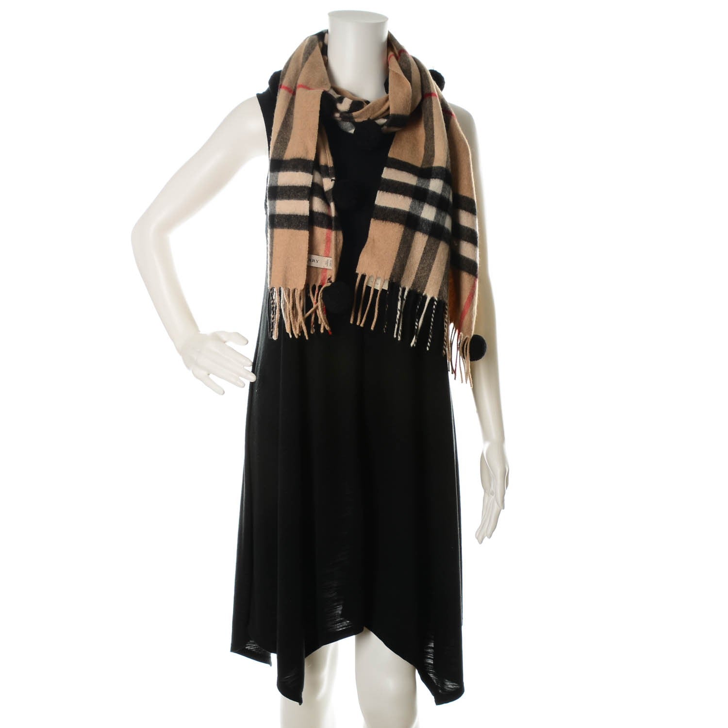Burberry Cashmere House Check Pom Pom Scarf 2 of 5