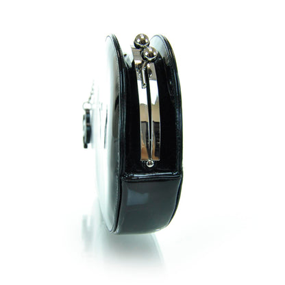 Chanel Patent Leather Kiss Lock Clutch Black Silver 6 of 12