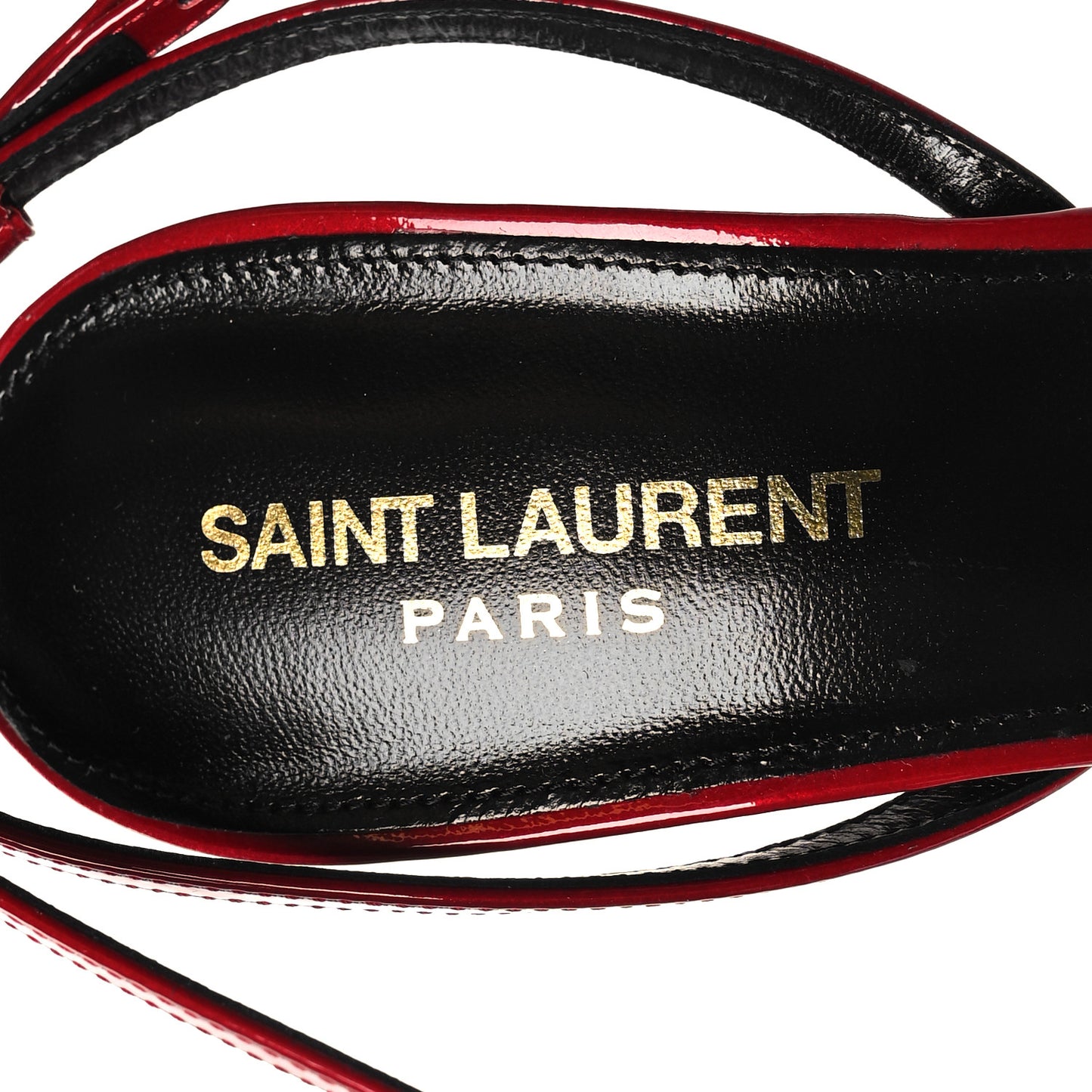 Calfskin Patent Ankle Strap Sandals 38 Tibet Red