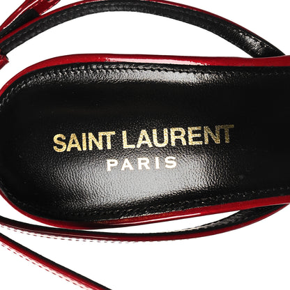 Saint Laurent Calfskin Patent Ankle Strap Sandals 38 Tibet Red 8 of 9