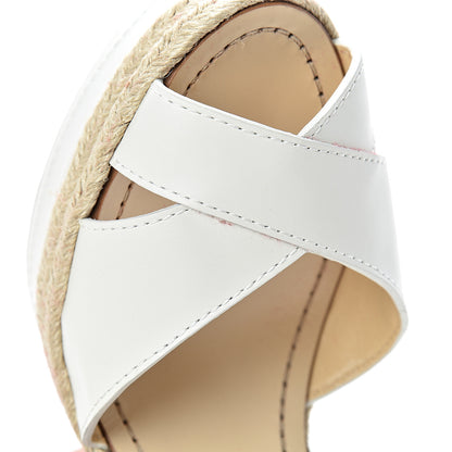Christian Louboutin Calfskin Almeria 120 Wedge Sandals 39 Snow 8 of 10