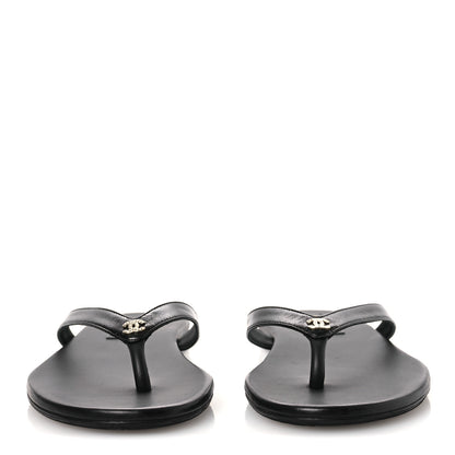 Chanel Shiny Lambskin Crystal CC Thong Sandals 38.5 Black 3 of 11