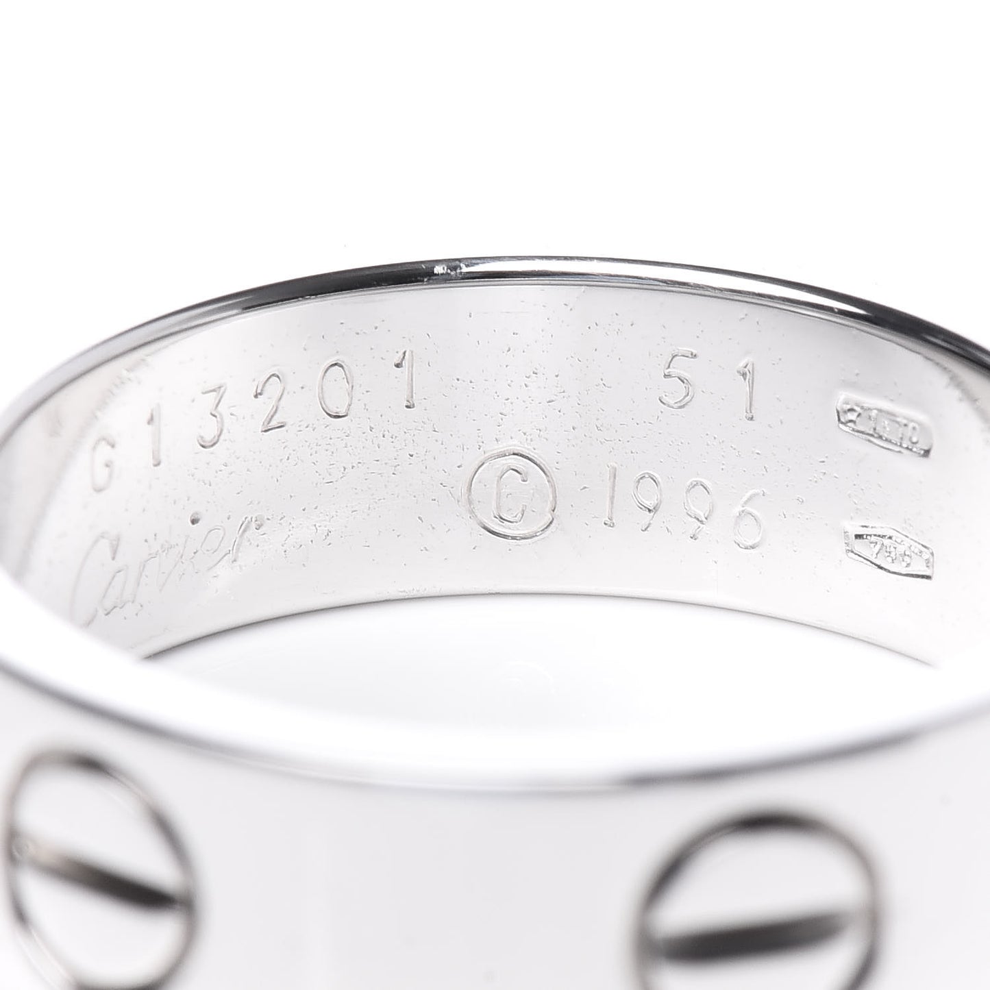 18K White Gold 5.5mm LOVE Ring 51 5.75