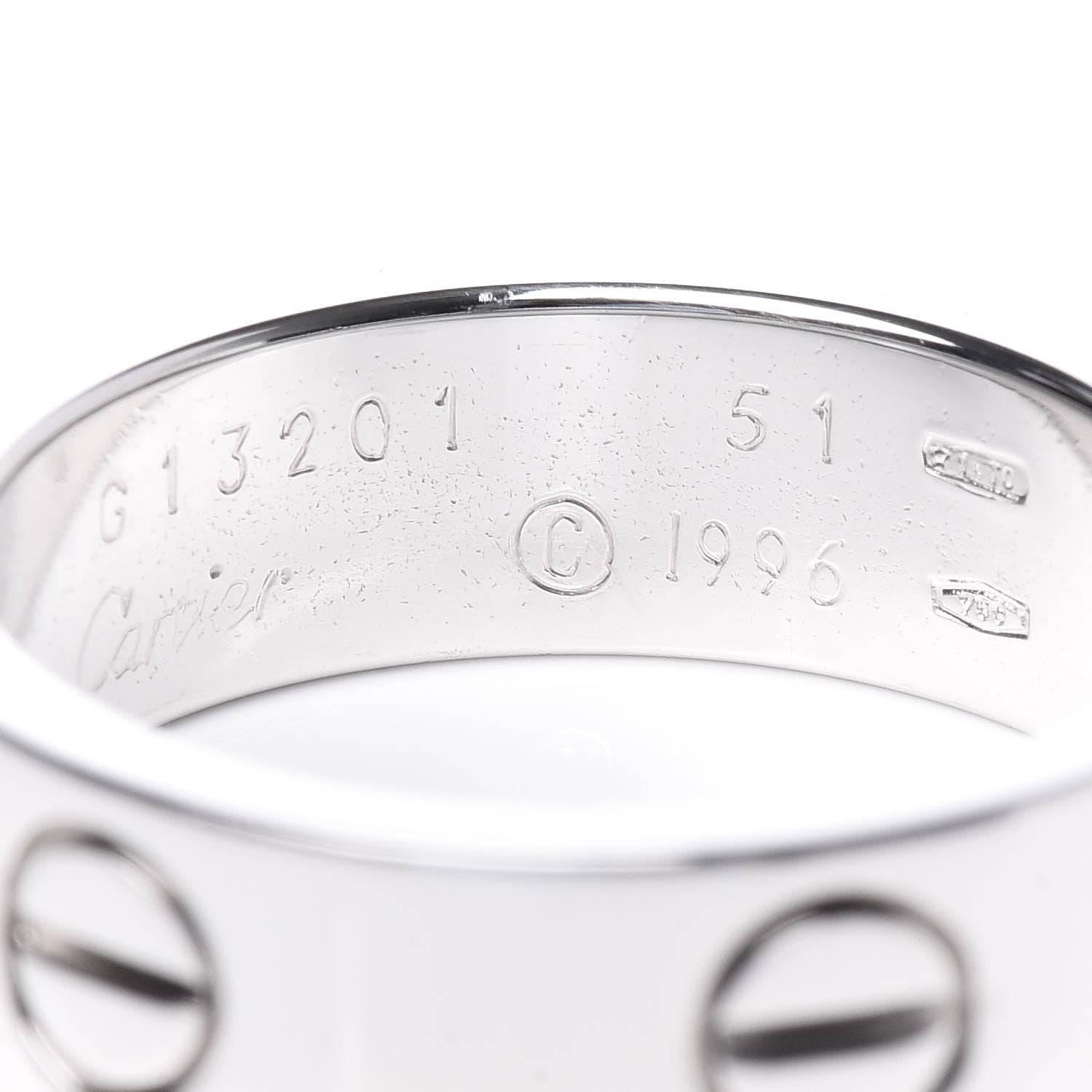 Cartier 18K White Gold 5.5mm LOVE Ring 51 5.75 4 of 5