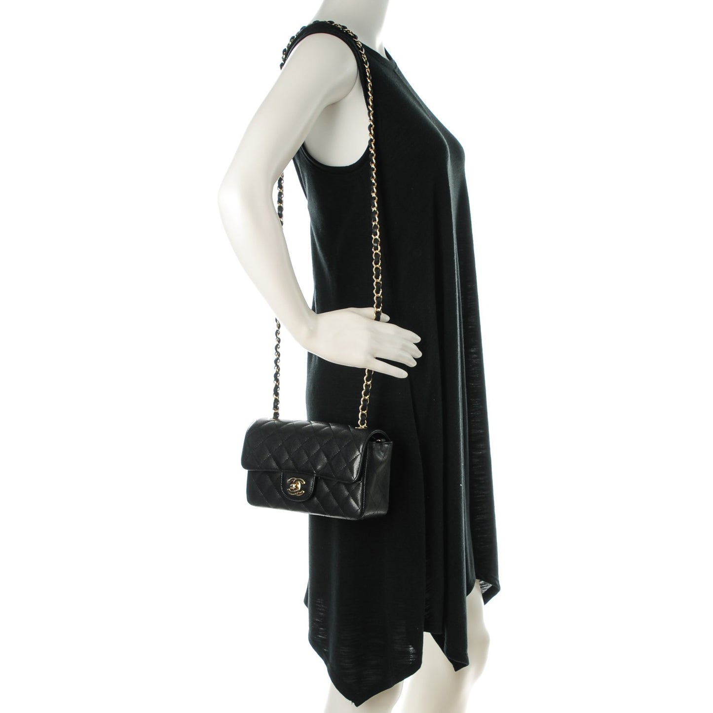 Caviar Quilted Mini Rectangular Flap Black