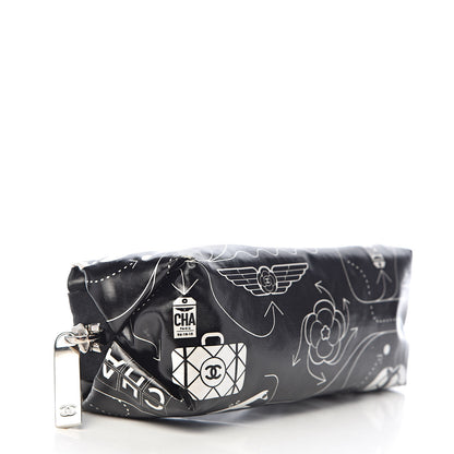 Chanel Coated Canvas Small Airline Cosmetic Pouch Black White 4 of 7