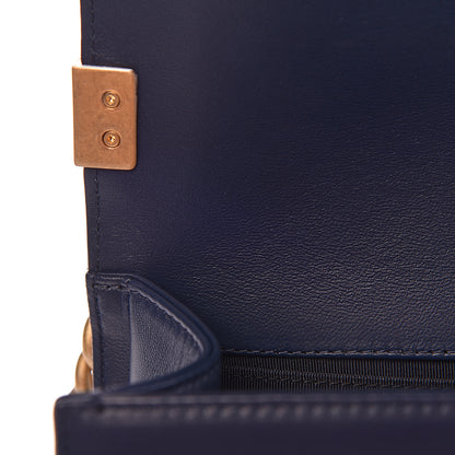 Chanel Calfskin Chevron Medium Boy Flap Dark Navy Blue 9 of 15