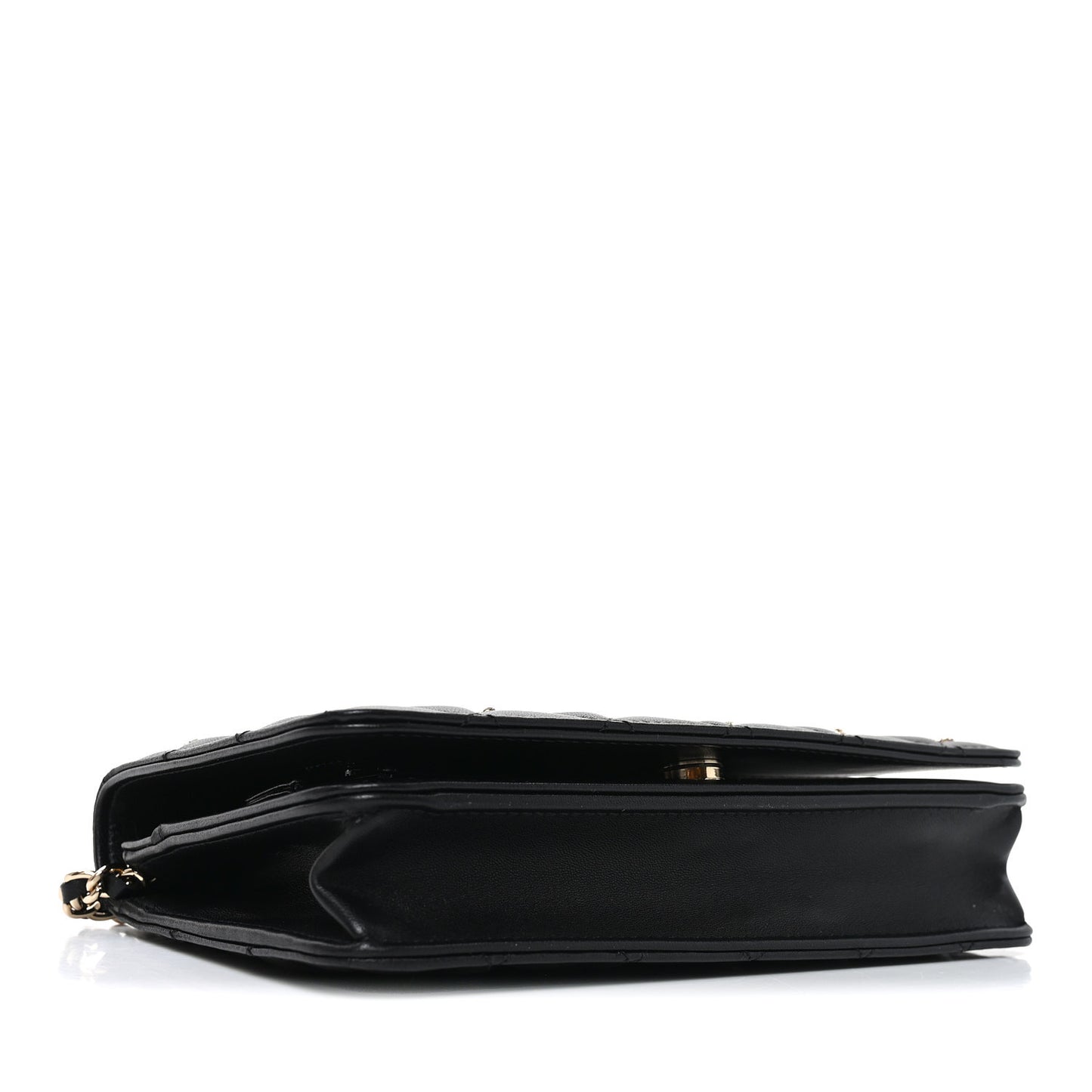Lambskin Quilted All About Chanel Charm Wallet On Chain WOC Black
