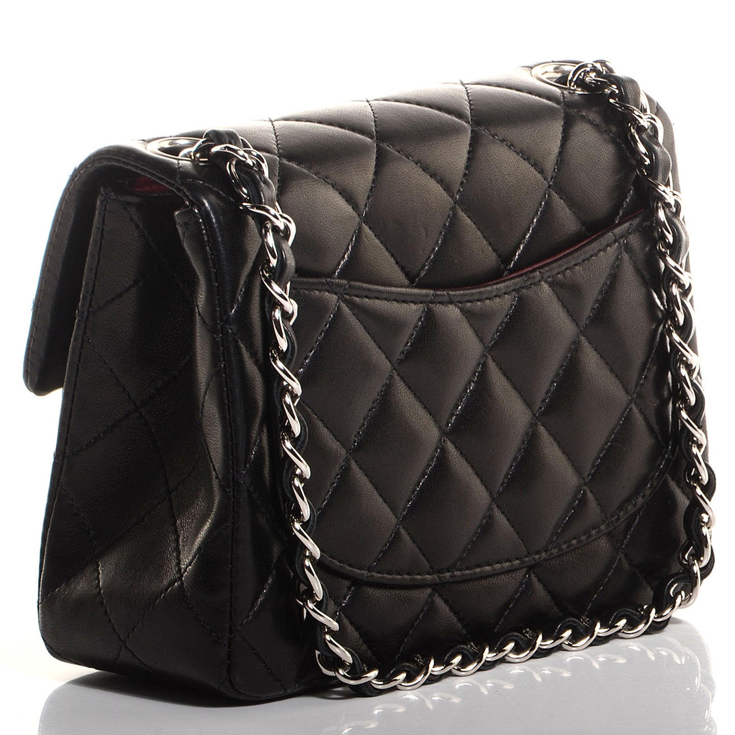 Lambskin Quilted Mini Square Flap Black