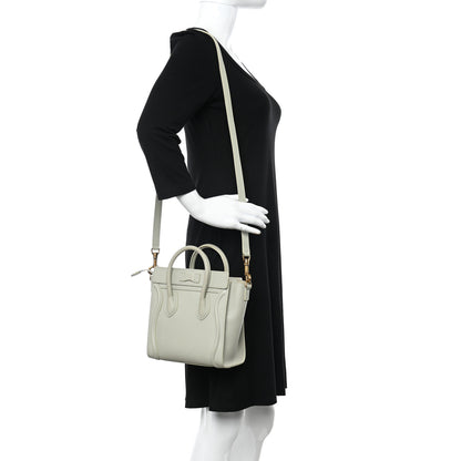 Celine Drummed Calfskin Nano Luggage Vert D'eau 2 of 11