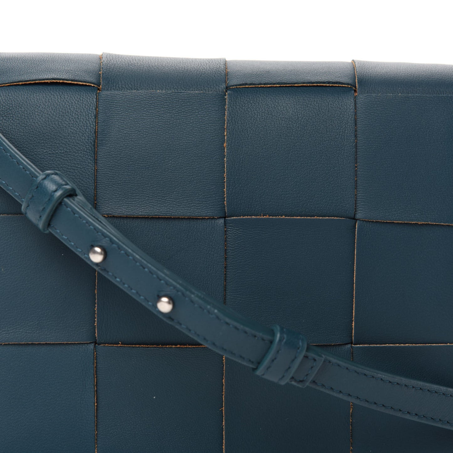 Lambskin Maxi Intrecciato Mini Cassette Crossbody Bag Petrol Blue