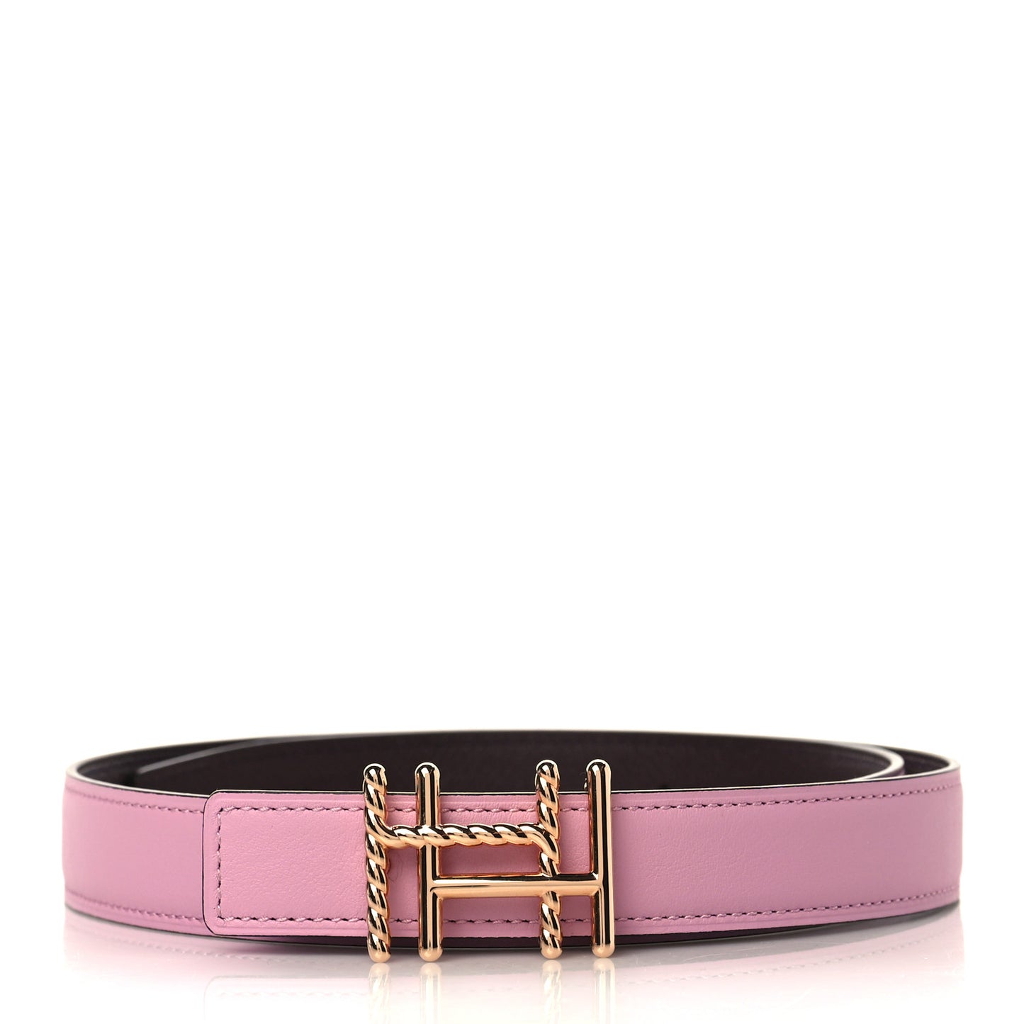 Swift Epsom 24mm H au Carre Twist Belt 75 Mauve Sylvestre Rouge Sellier