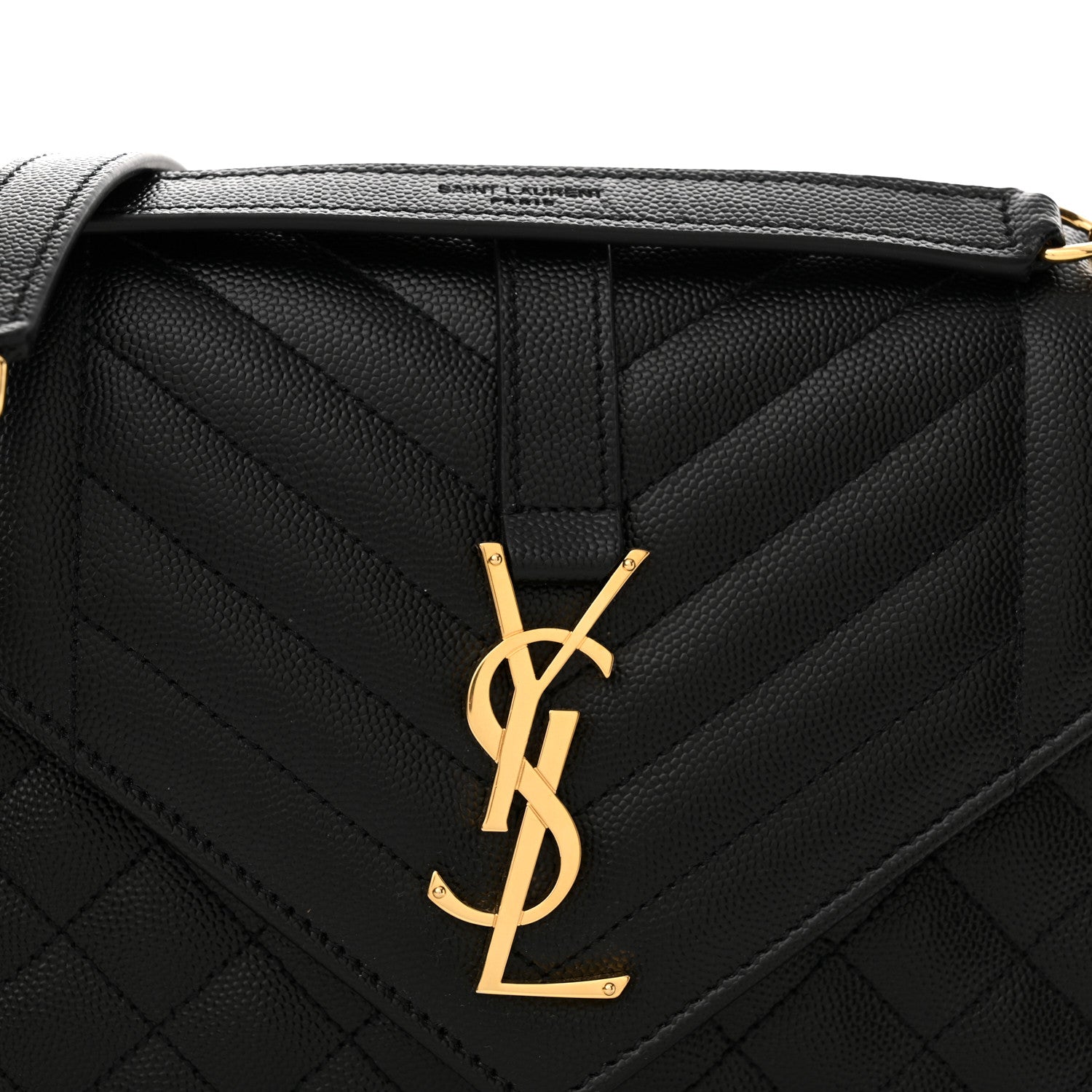Saint Laurent Grain De Poudre Textured Mixed Matelasse Triquilt Medium Monogram Satchel Black 8 of 12