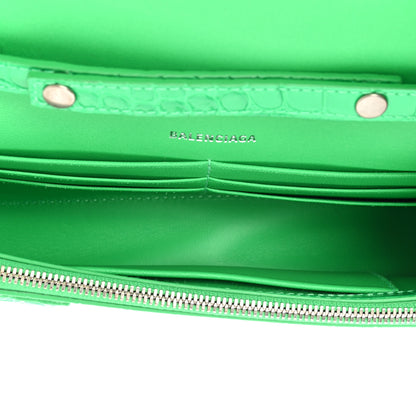 Balenciaga Shiny Calfskin Tonal B Crocodile Embossed Hourglass Chain Bag Vivid Green 5 of 14