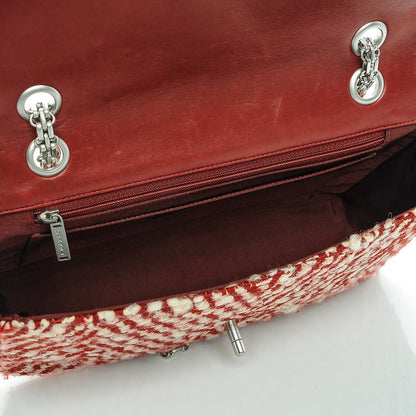 Chanel Chevron Tweed Medium Flap Red White 5 of 9