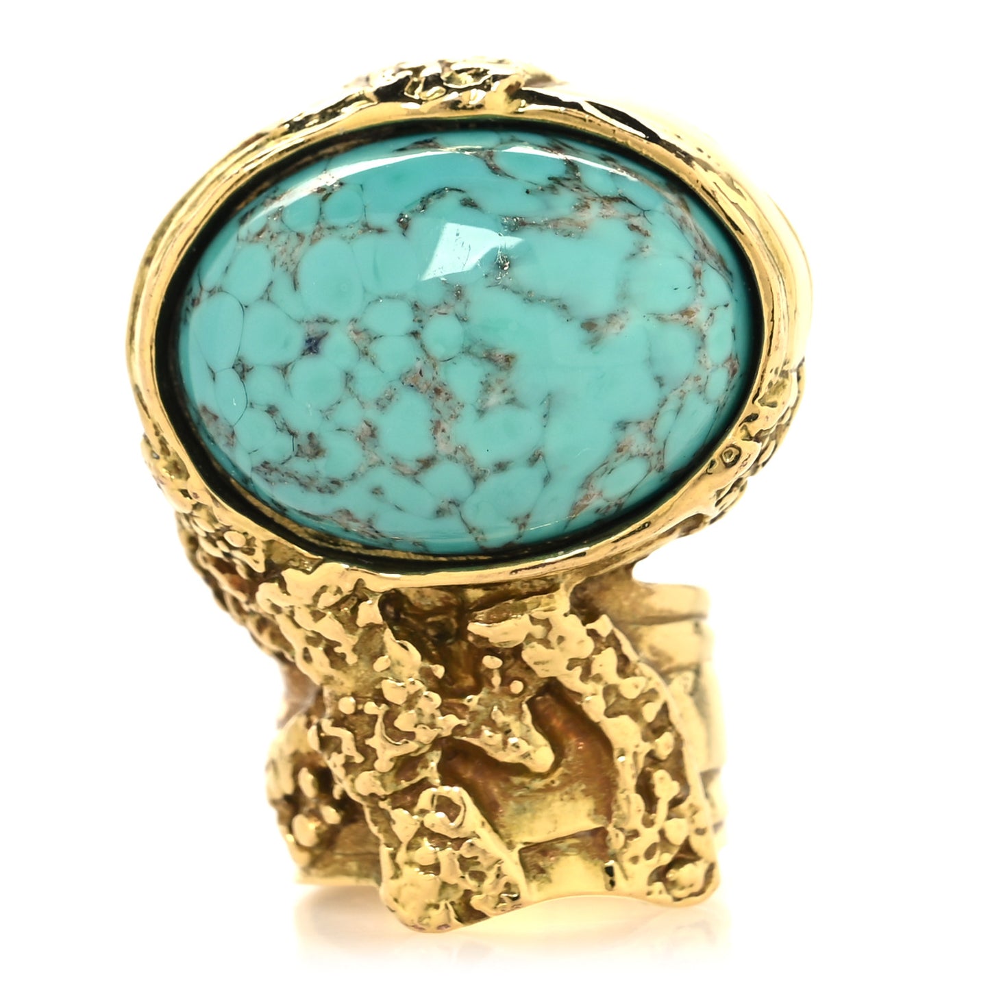 Glass Cabochon Arty Ovale Ring 52 6 Gold Turquoise