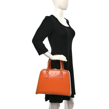 Prada Saffiano Vernice Frame Top Bag Papaya Rosso White 2 of 9