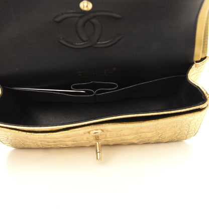 Chanel Metallic Calfskin Crocodile Embossed Cocodile Small Double Flap Gold 5 of 11