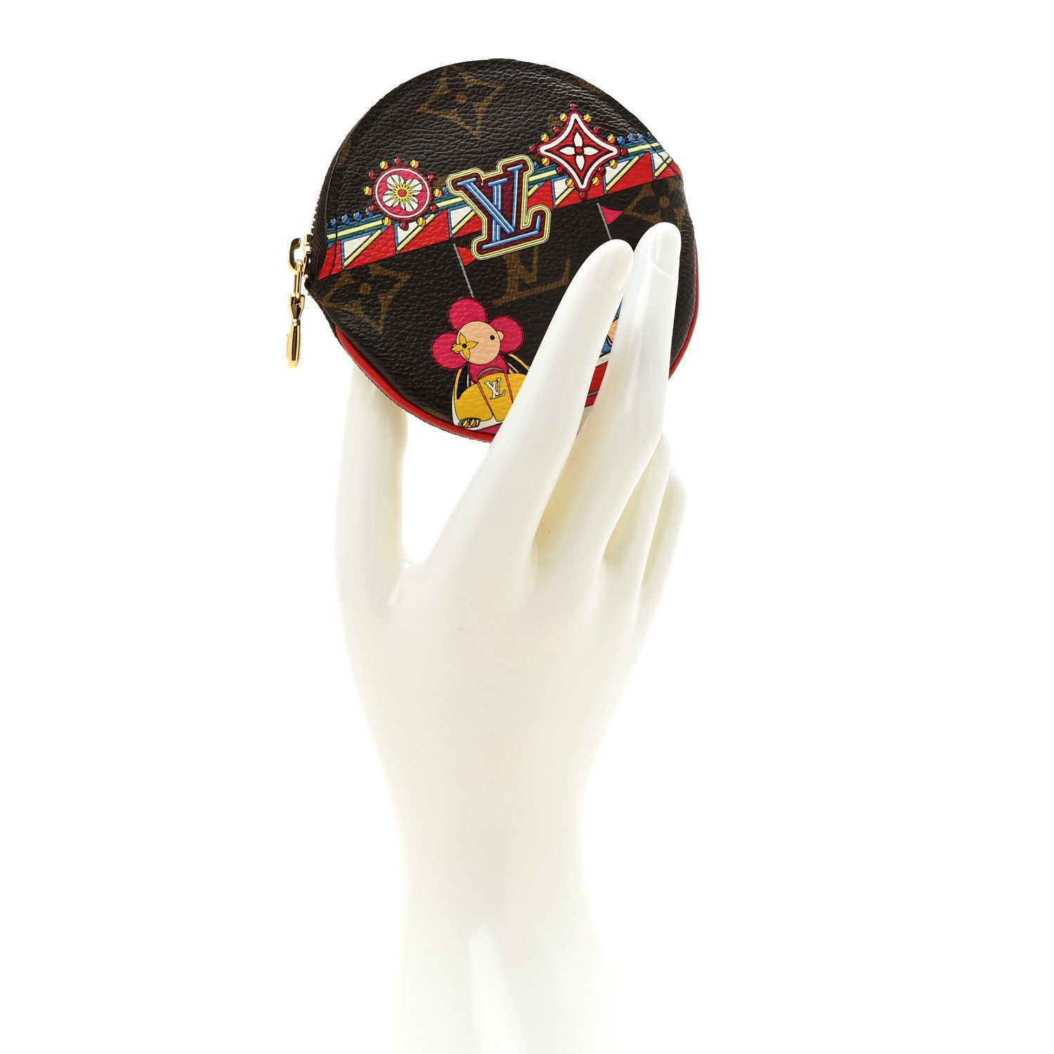 Louis Vuitton Monogram 2020 Christmas Animation Bumper Cars Round Coin Purse Coquelicot 2 of 8