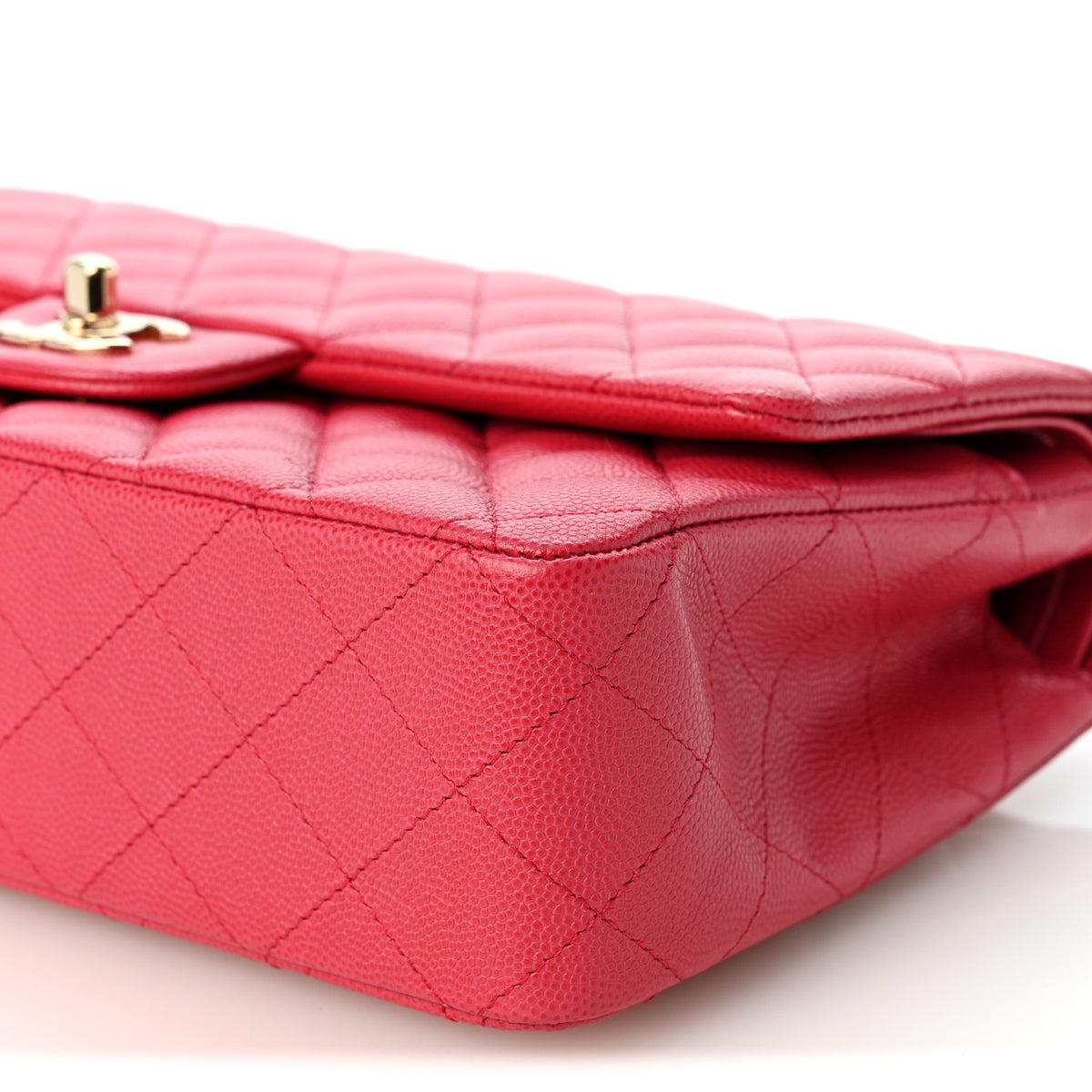 Caviar Quilted Medium Double Flap Dark Pink