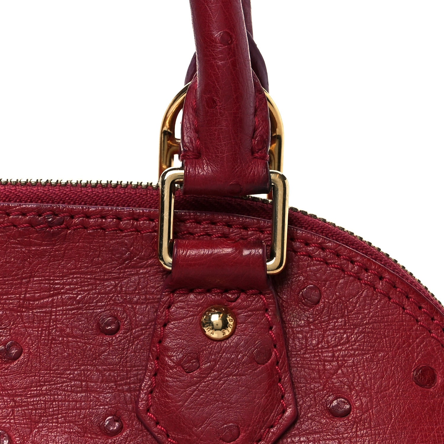 Louis Vuitton Ostrich Alma BB Red 8 of 10