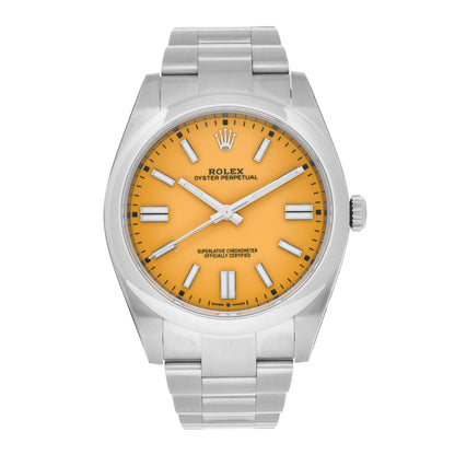 Rolex Stainless Steel 41mm Oyster Perpetual Watch Yellow 124300 1 of 5